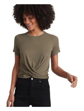 Marine Layer Womens Olive Green Modal Lexi Rib Twist Top Size XS